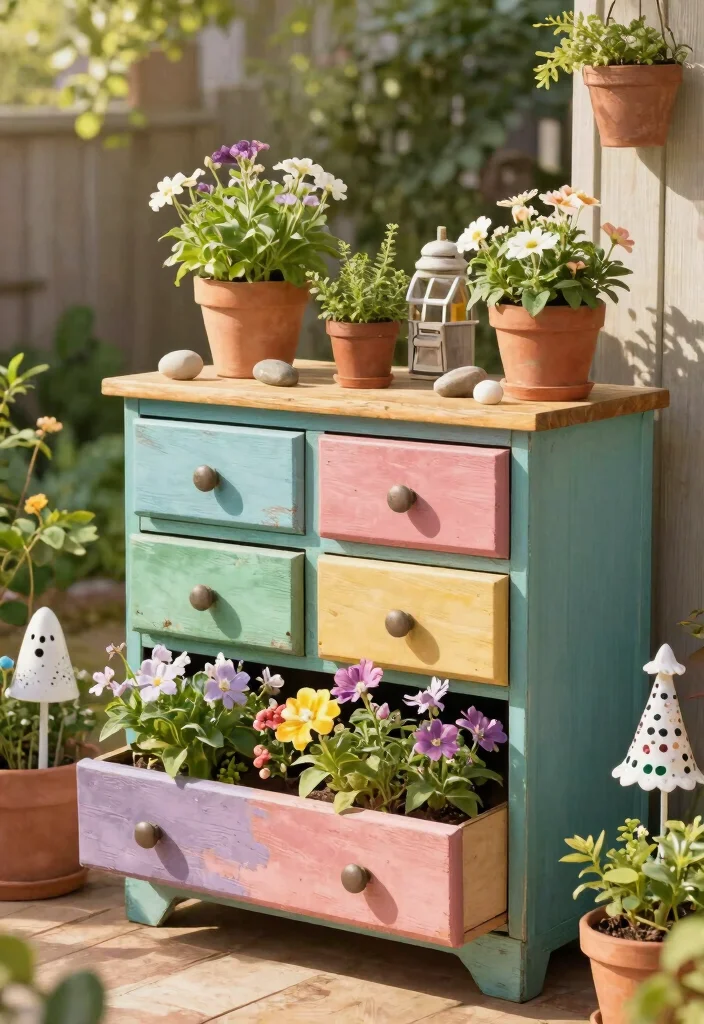 12 Planter Box Ideas for Patios Gardens and Backyards 9. Repurposed Furniture Planters 0