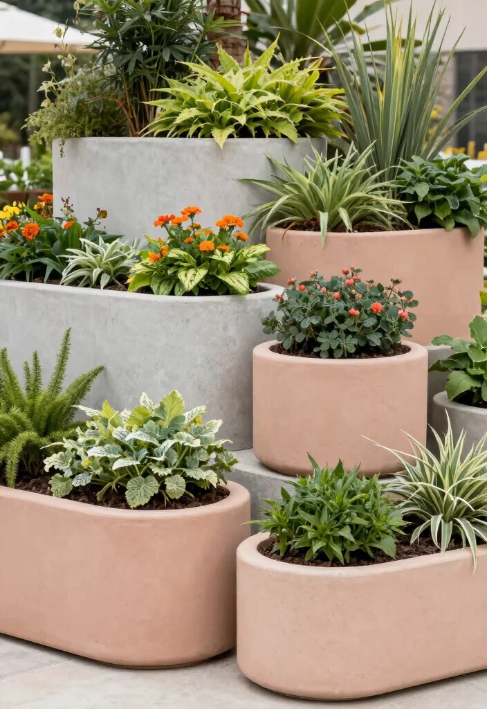 12 Planter Pot Ideas for Versatile Outdoor Styling 47 12 Planter Pot Ideas for Versatile Outdoor Styling 7. Decorative Concrete Planters 0