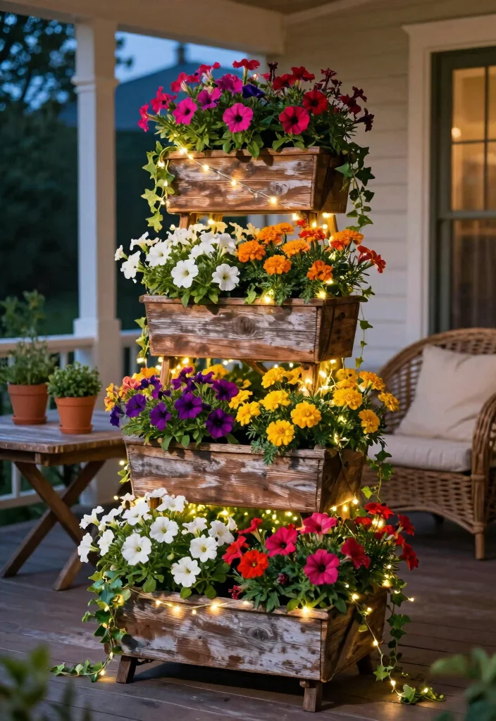 12 Porch Planter Ideas for Welcoming Entryways 1. Tiered Vertical Planter 0