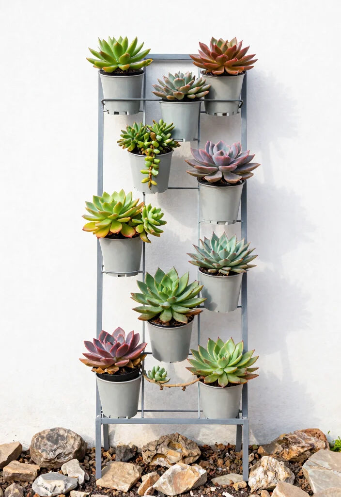 12 Porch Trellis Ideas for Shade and Privacy at Entryways 2. Metal Trellis with Succulents 0