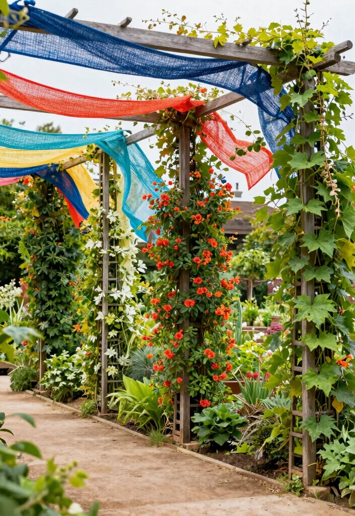 12 Privacy Fence Ideas on a Budget That Actually Work 41 12 Privacy Fence Ideas on a Budget That Actually Work 11. Trellis with Fabric 0