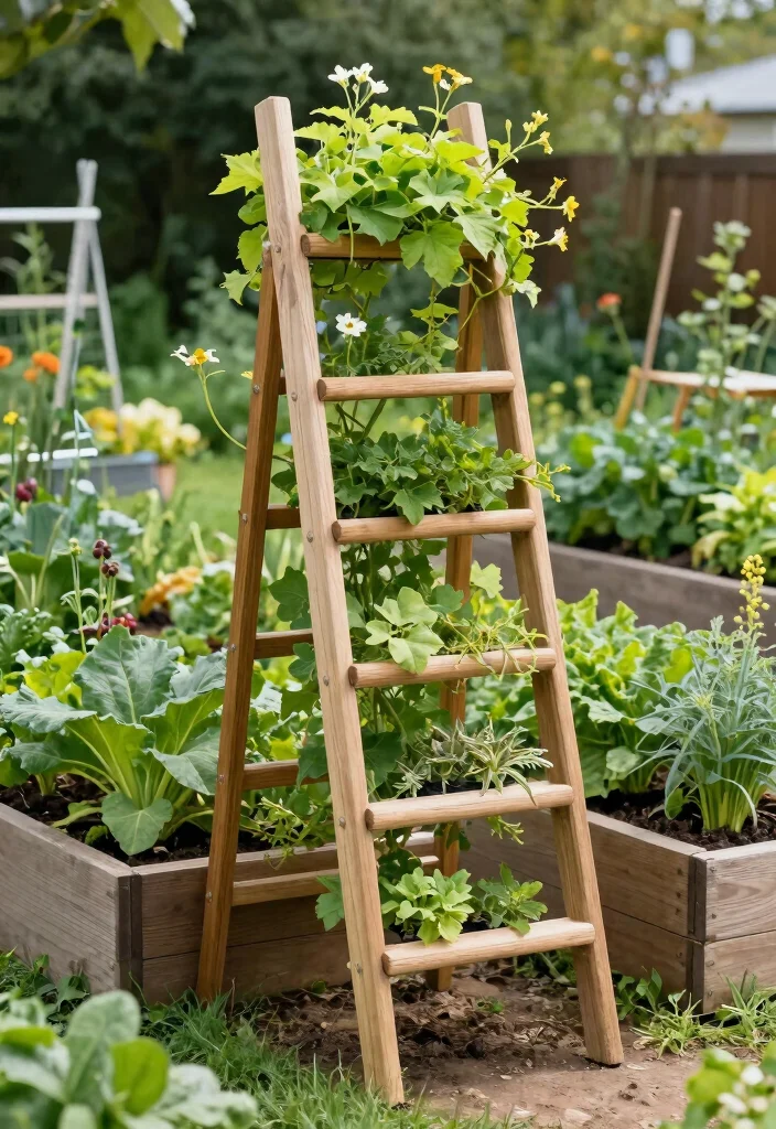 12 Raised Bed Trellis Ideas for Compact Vegetable Gardens 4. DIY Ladder Trellis 0