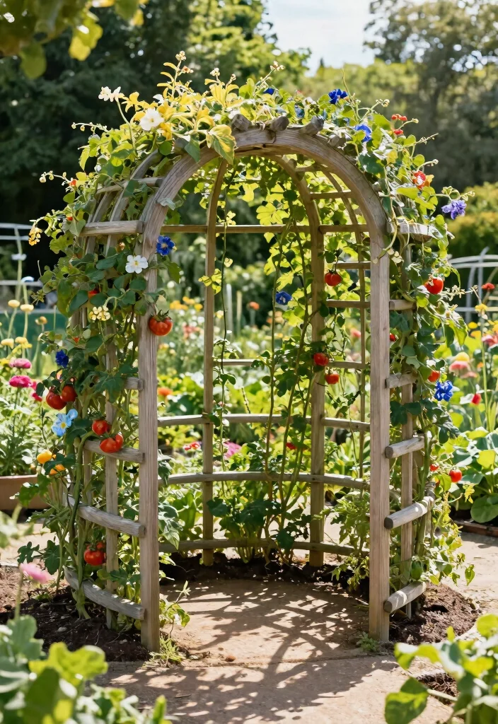 12 Raised Bed Trellis Ideas for Compact Vegetable Gardens 6. Circular Trellis 0