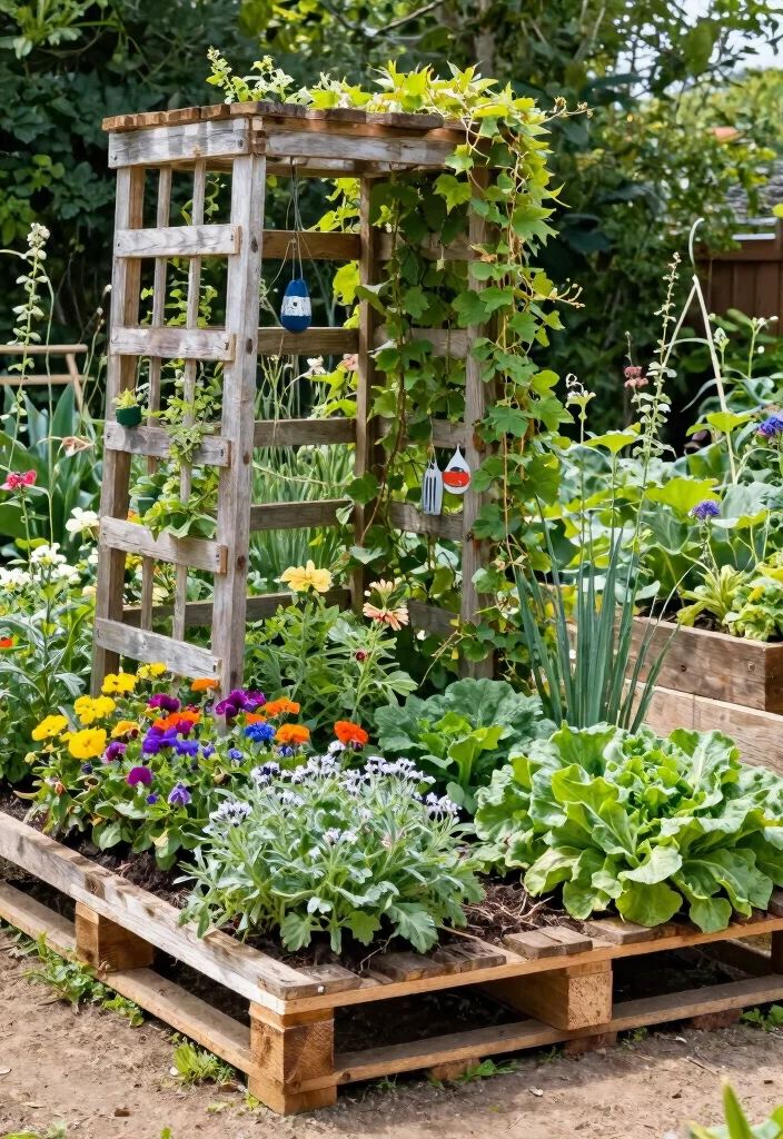 12 Raised Bed Trellis Ideas for Compact Vegetable Gardens 7. Pallet Trellis 0