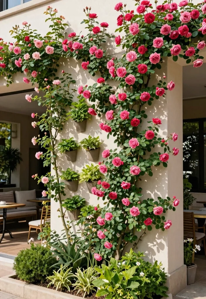 12 Rose Trellis Ideas for Elegant Garden Displays 62 12 Rose Trellis Ideas for Elegant Garden Displays 12. Vertical Garden Wall with Roses 0