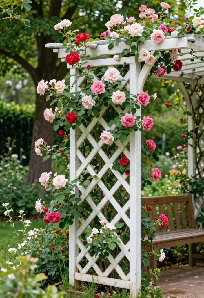 12 Rose Trellis Ideas for Elegant Garden Displays 25 12 Rose Trellis Ideas for Elegant Garden Displays 5. Charming Lattice Trellis 0