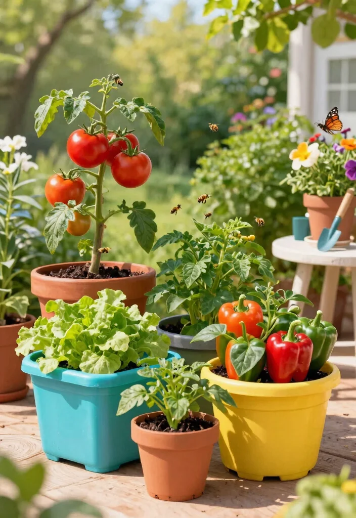 12 Simple Backyard Ideas That Are Easy to Build and Maintain 4. Container Vegetable Garden 0
