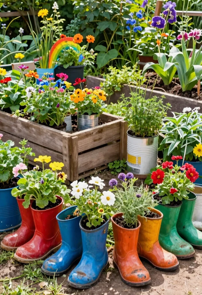 12 Simple Backyard Ideas That Are Easy to Build and Maintain 5. Recycled Planting Containers 0