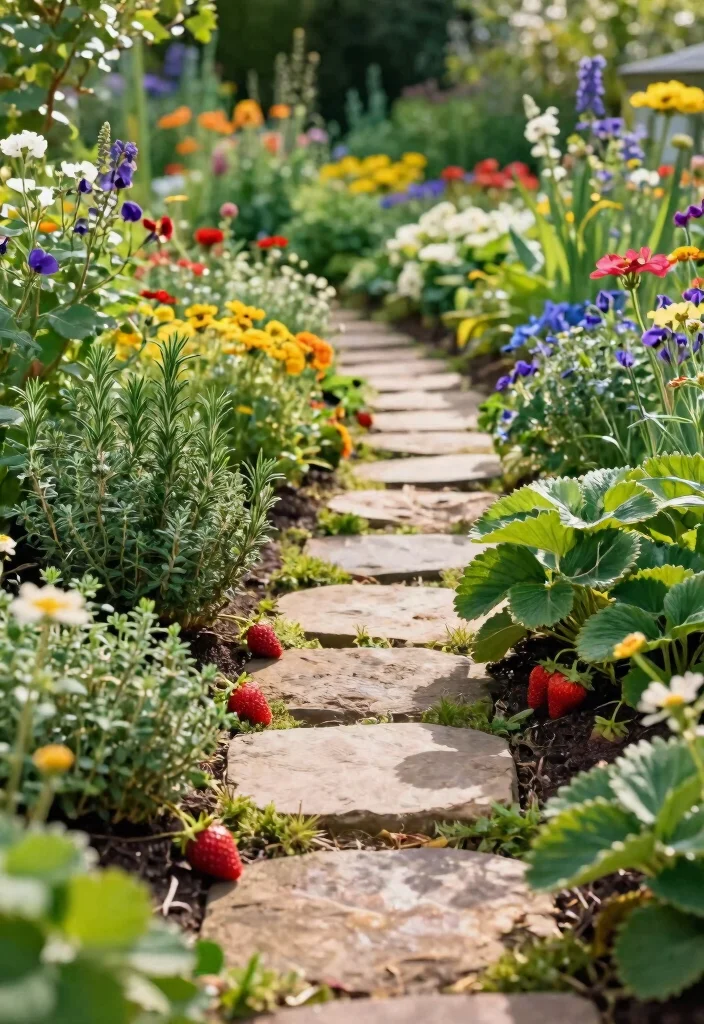 12 Simple Backyard Ideas That Are Easy to Build and Maintain 6. Pathway with Edible Plants 0