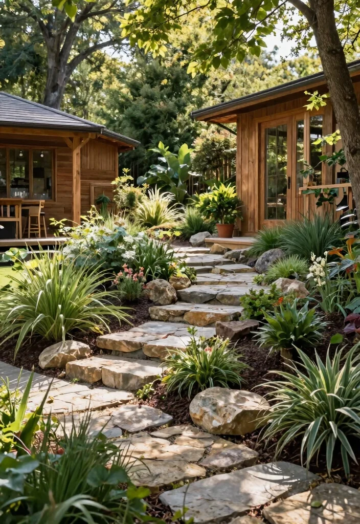 12 Sloped Backyard Ideas on a Budget That Work 12. Embrace Natural Elements 0