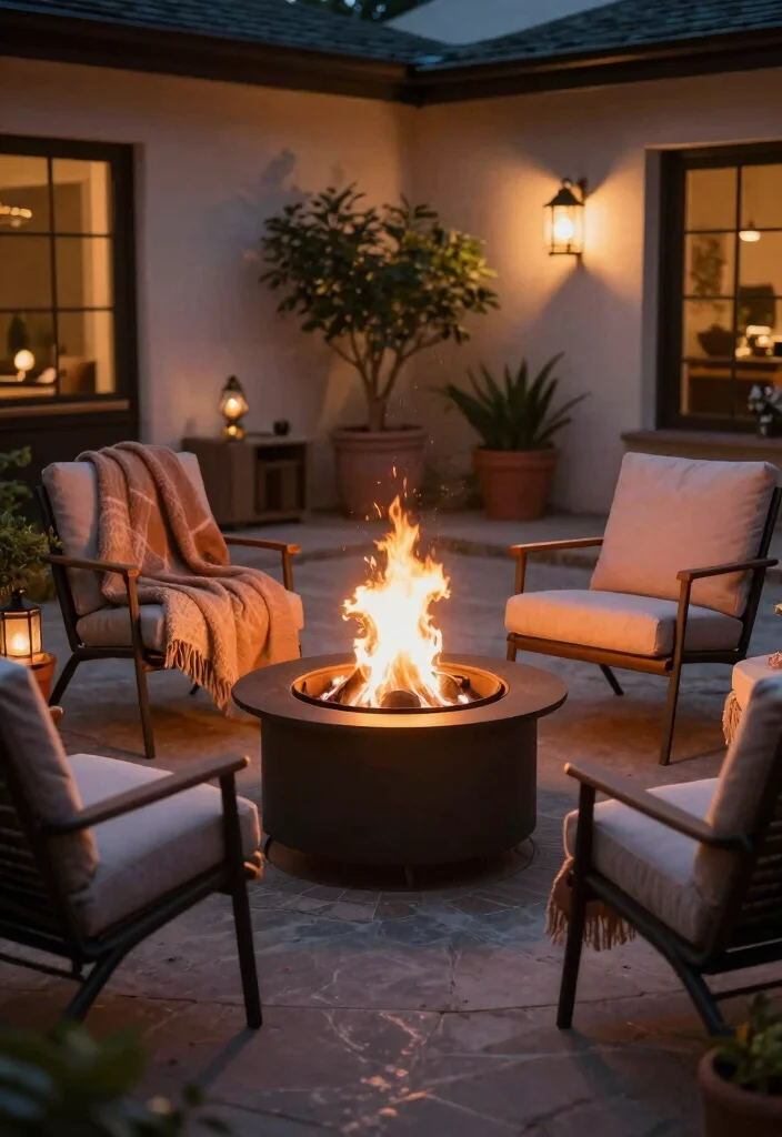 12 Small Outdoor Patio Ideas That Feel Open and Airy 11. Cozy Fire Pits 0