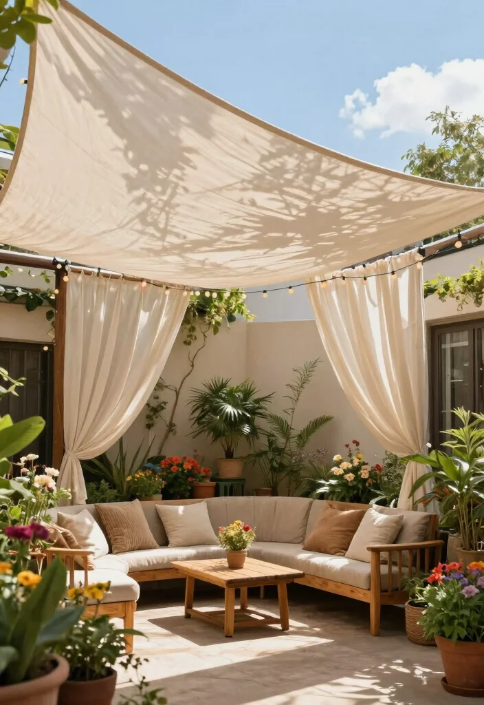 12 Small Outdoor Patio Ideas That Feel Open and Airy 3. Overhead Canopies 0