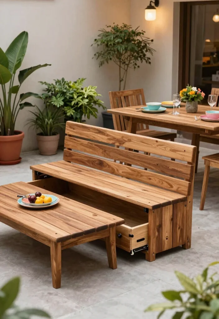 12 Small Outdoor Patio Ideas That Feel Open and Airy 5. Multi Functional Furniture 0