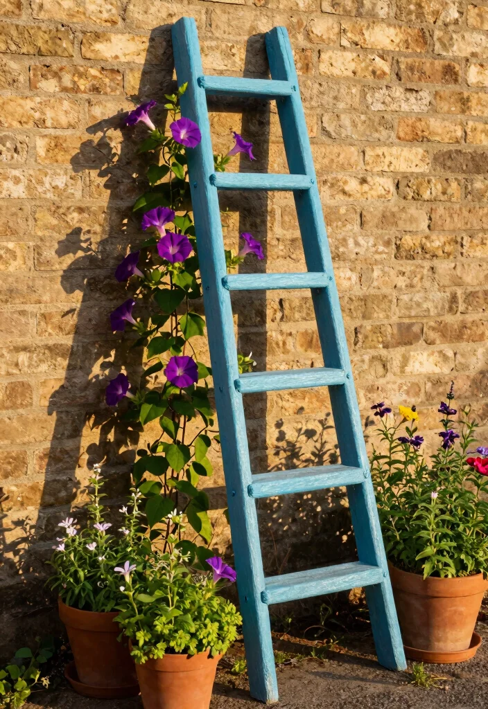 12 Small Trellis Ideas for Tight Garden Spaces 1. DIY Wooden Ladder Trellis 0
