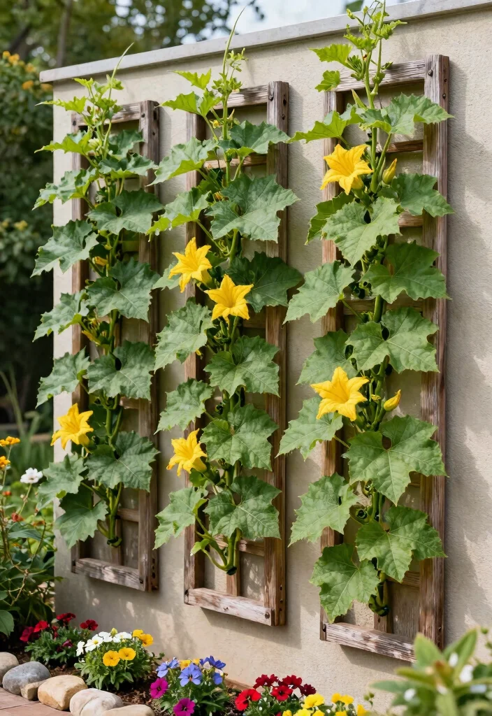 12 Squash Trellis Ideas for Vertical Vegetable Gardens 10. Wall Mounted Trellis Panels 0