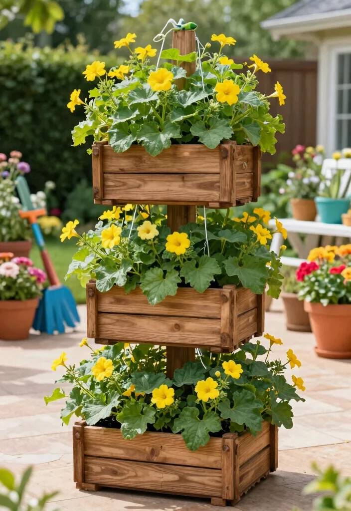 12 Squash Trellis Ideas for Vertical Vegetable Gardens 11. Multi Level Vertical Planter 0