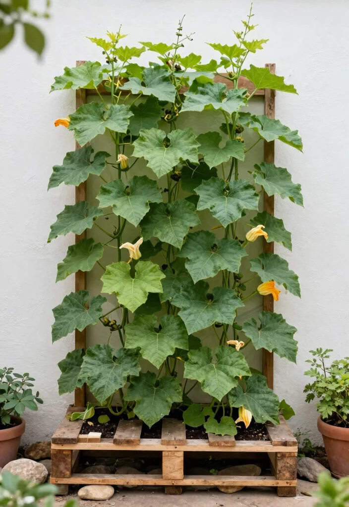 12 Squash Trellis Ideas for Vertical Vegetable Gardens 6. Vertical Pallet Garden 0