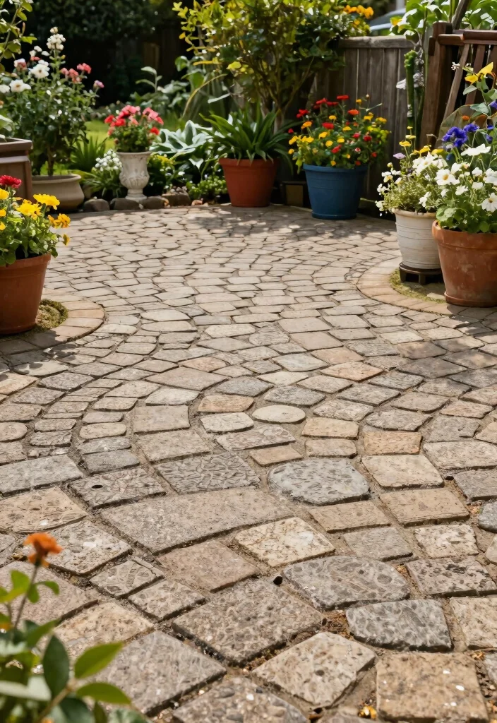12 Stamped Concrete Patio Ideas for Decorative Surfaces 1. Rustic Cobblestone Look 0