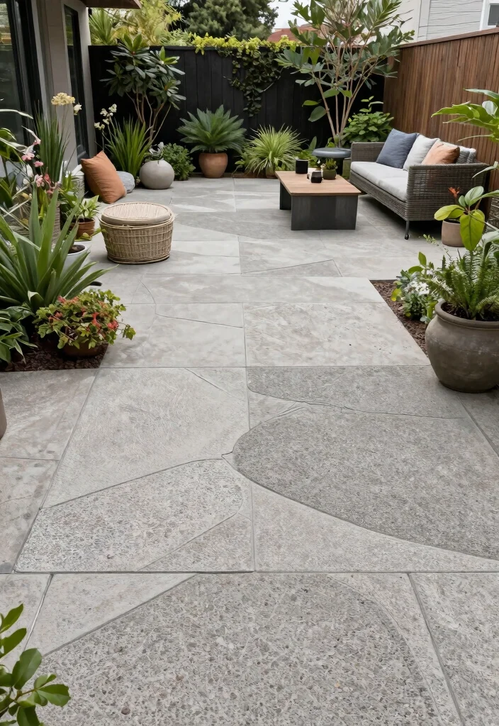 12 Stamped Concrete Patio Ideas for Decorative Surfaces 10. Multi Textural Approach 0