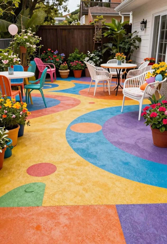 12 Stamped Concrete Patio Ideas for Decorative Surfaces 11. Colorful Stamped Concrete 0