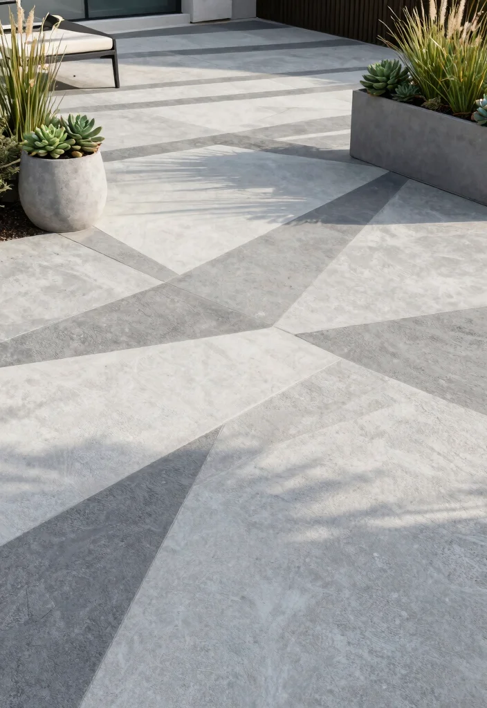 12 Stamped Concrete Patio Ideas for Decorative Surfaces 2. Modern Geometric Patterns 0