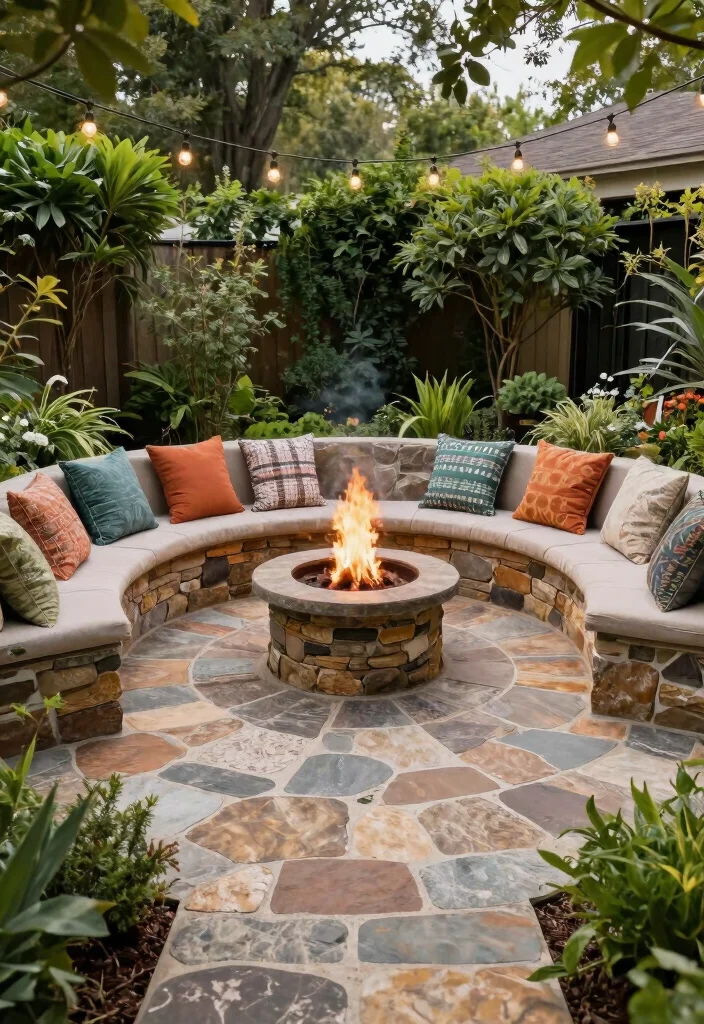 12 Stone Patio Ideas for Timeless Natural Style 23 12 Stone Patio Ideas for Timeless Natural Style 3. Circular Stone Oasis 0
