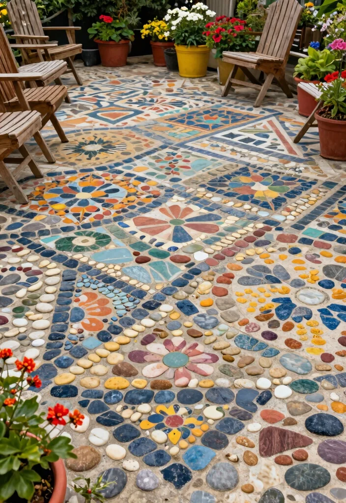 12 Stone Patio Ideas for Timeless Natural Style 35 12 Stone Patio Ideas for Timeless Natural Style 5. Artistic Mosaic Patterns 0