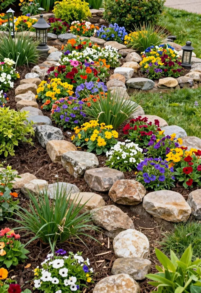 12 Stone Patio Ideas for Timeless Natural Style 59 12 Stone Patio Ideas for Timeless Natural Style 9. Stone Border Flower Beds 0