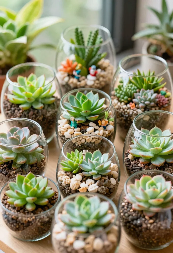12 Succulent Planter Ideas for Low Maintenance Style 1. Miniature Glass Terrariums 0
