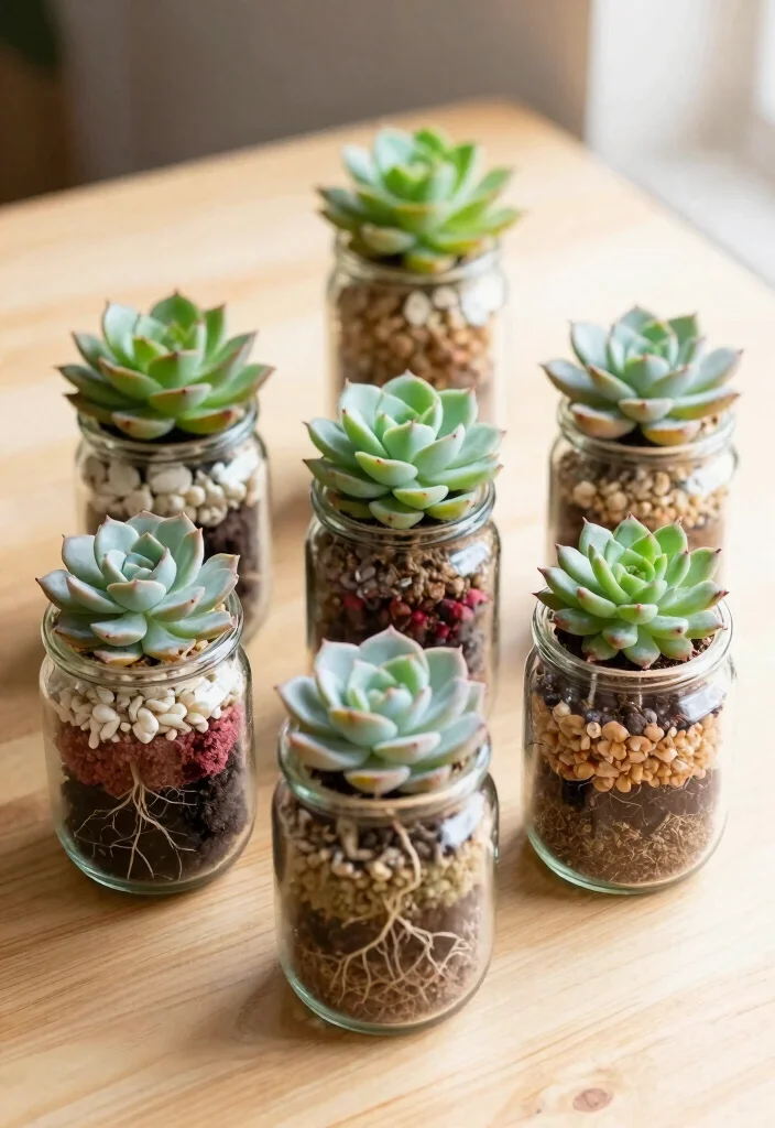 12 Succulent Planter Ideas for Low Maintenance Style 12. Succulent Jars 0