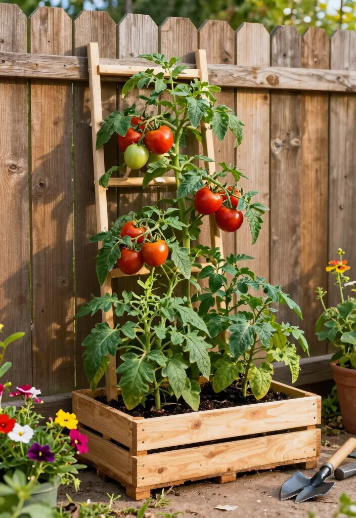 12 Tomato Trellis Ideas for Raised Garden Beds 3. Vertical Pallet Garden 0