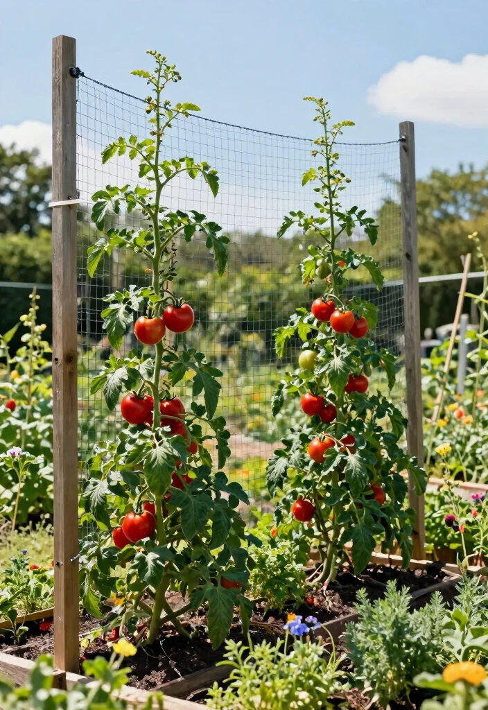 12 Tomato Trellis Ideas for Raised Garden Beds 4. Trellis Netting 0