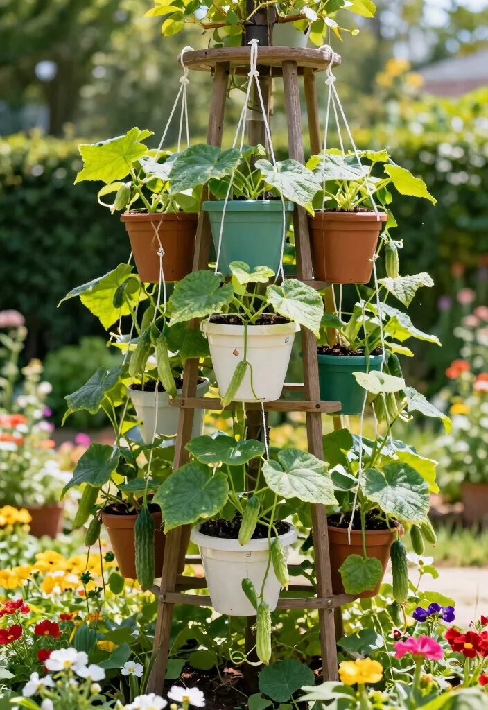 12 Trellis Ideas for Cucumbers That Maximize Yield 10. Hanging Trellis 0