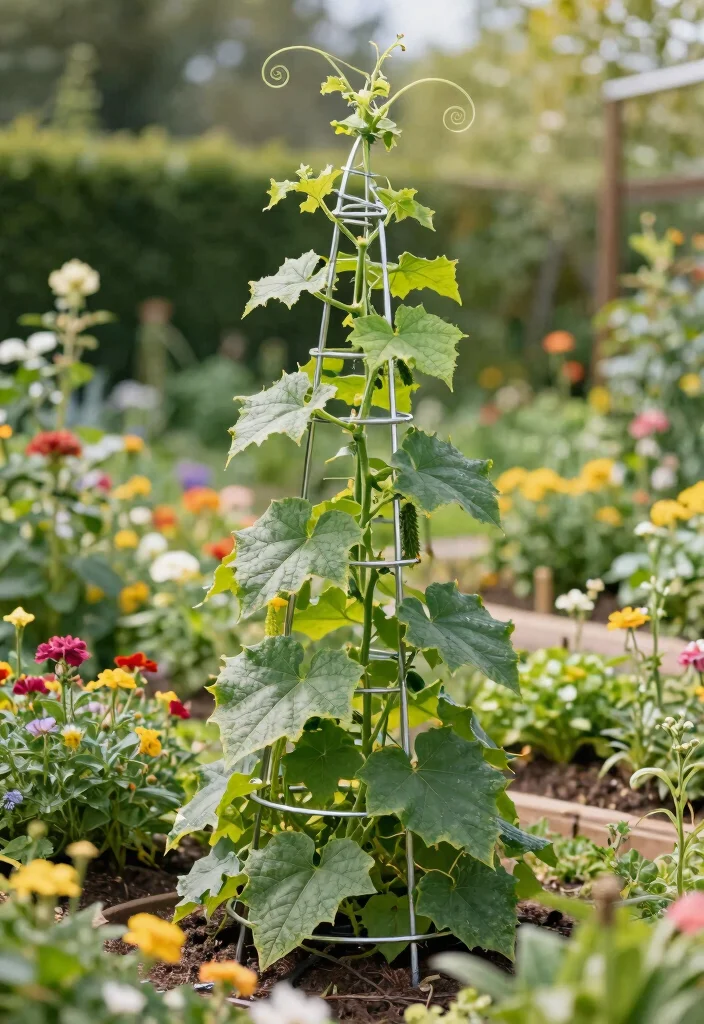 12 Trellis Ideas for Cucumbers That Maximize Yield 12. Spiral Trellis 0