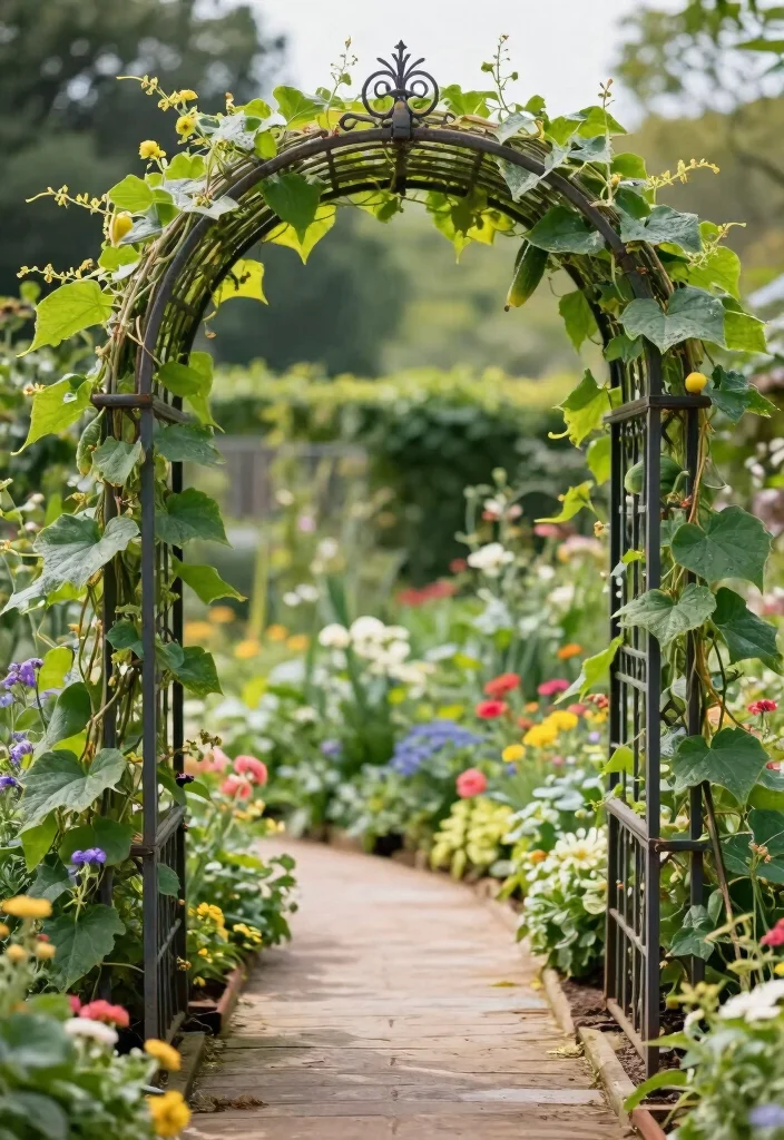 12 Trellis Ideas for Cucumbers That Maximize Yield 3. Arched Garden Trellis 0