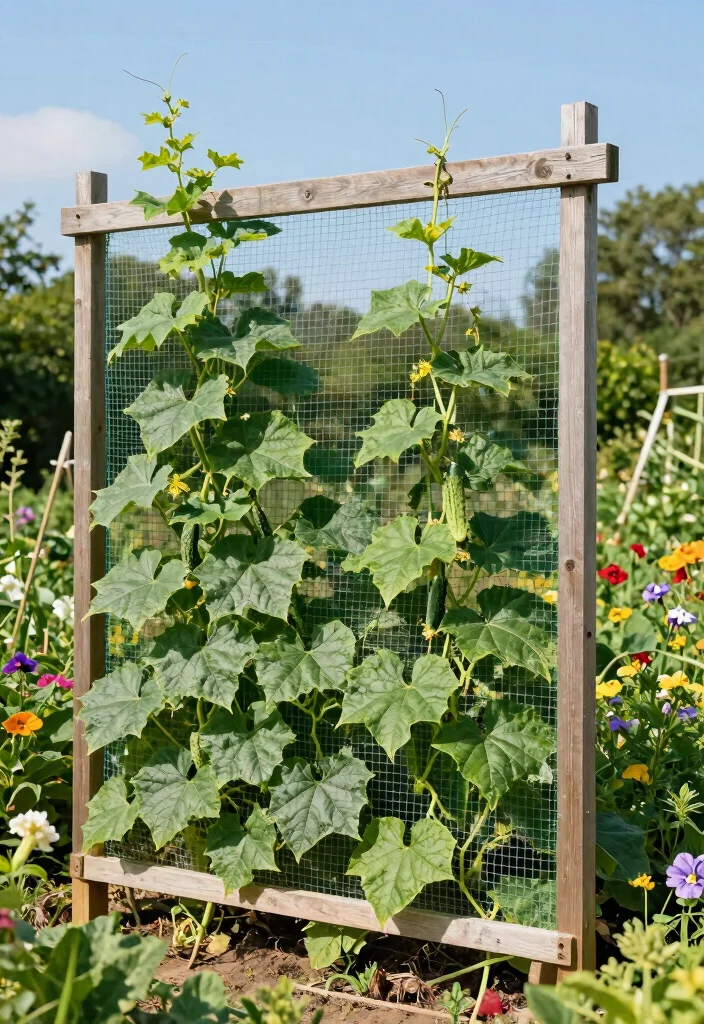 12 Trellis Ideas for Cucumbers That Maximize Yield 5. Netting Trellis 0