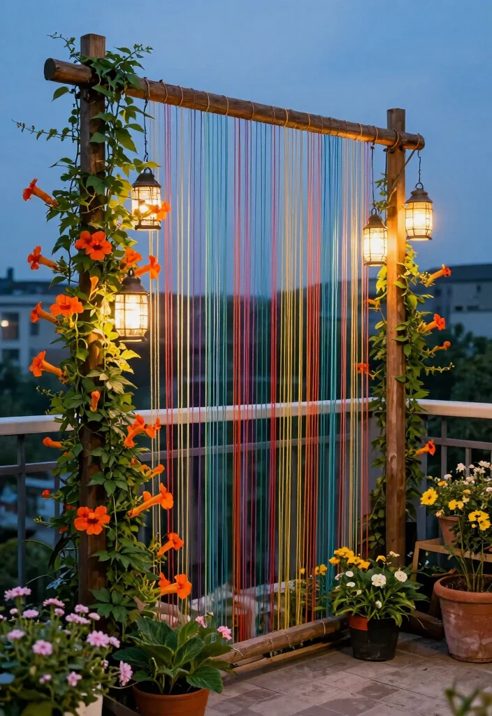 12 Trumpet Vine Trellis Ideas for Bold Vertical Color 11. Vertical String Trellis 0