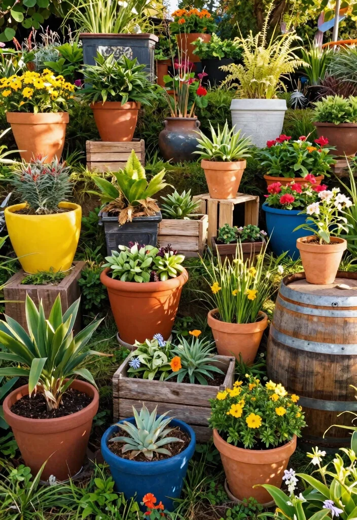 12 Uneven Backyard Ideas for Sloped Yard Solutions 12. Creative Container Gardening 0