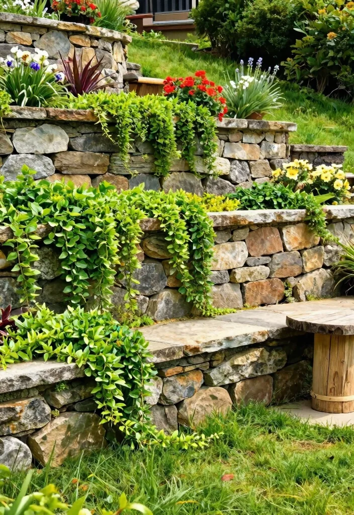 12 Uneven Backyard Ideas for Sloped Yard Solutions 2. Stone Retaining Walls 0