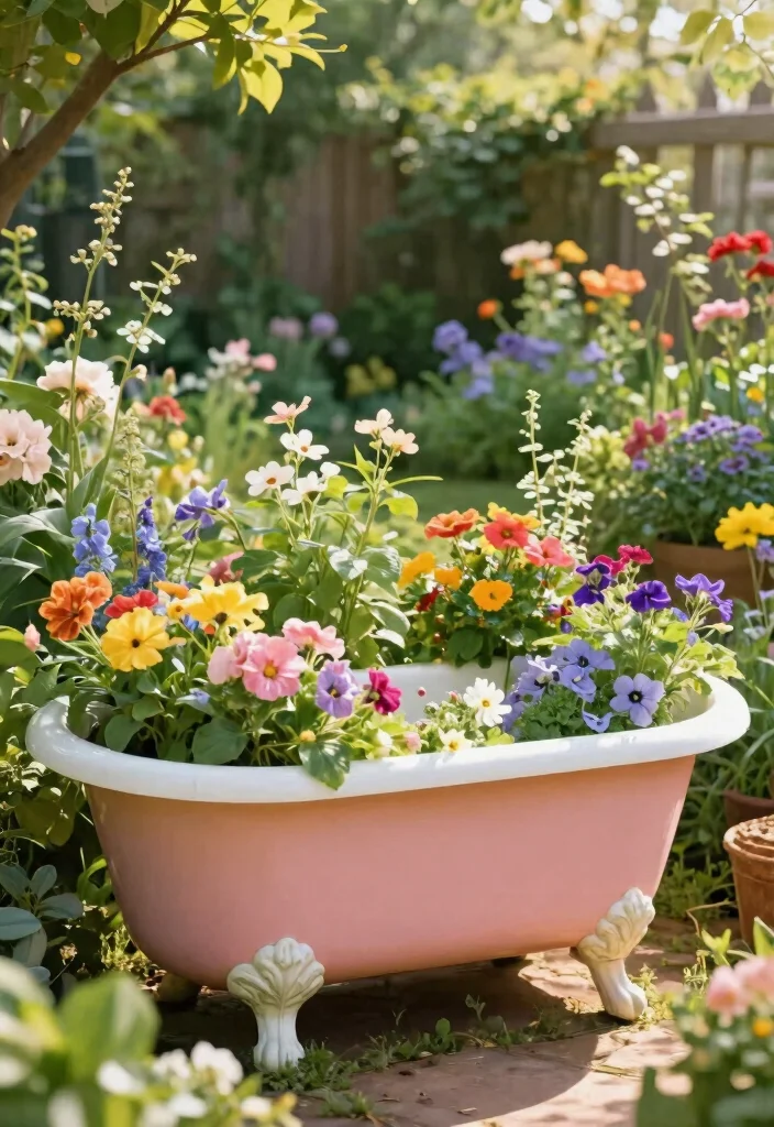 12 Unique Planter Ideas to Add Personality to Your Garden 11. Bath Tub Planter 0