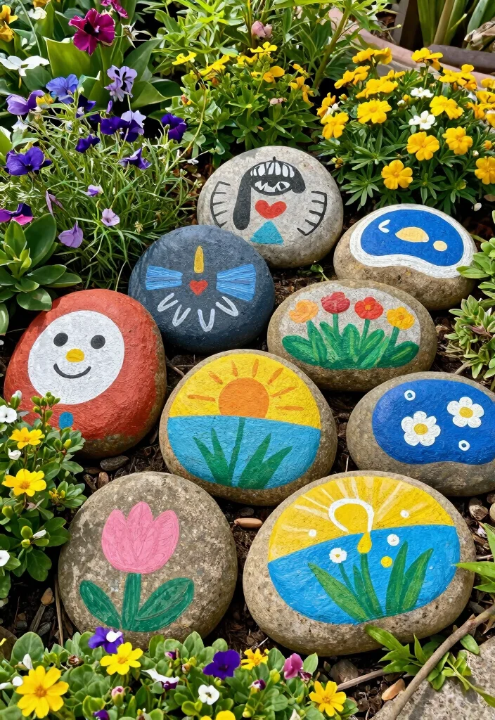 12 Unique Planter Ideas to Add Personality to Your Garden 12. Painted Rock Planters 0