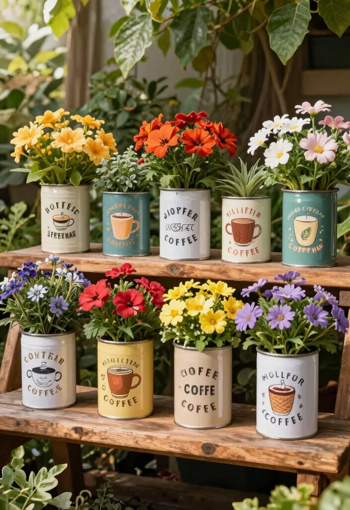 12 Unique Planter Ideas to Add Personality to Your Garden 9. Repurposed Coffee Cans 0