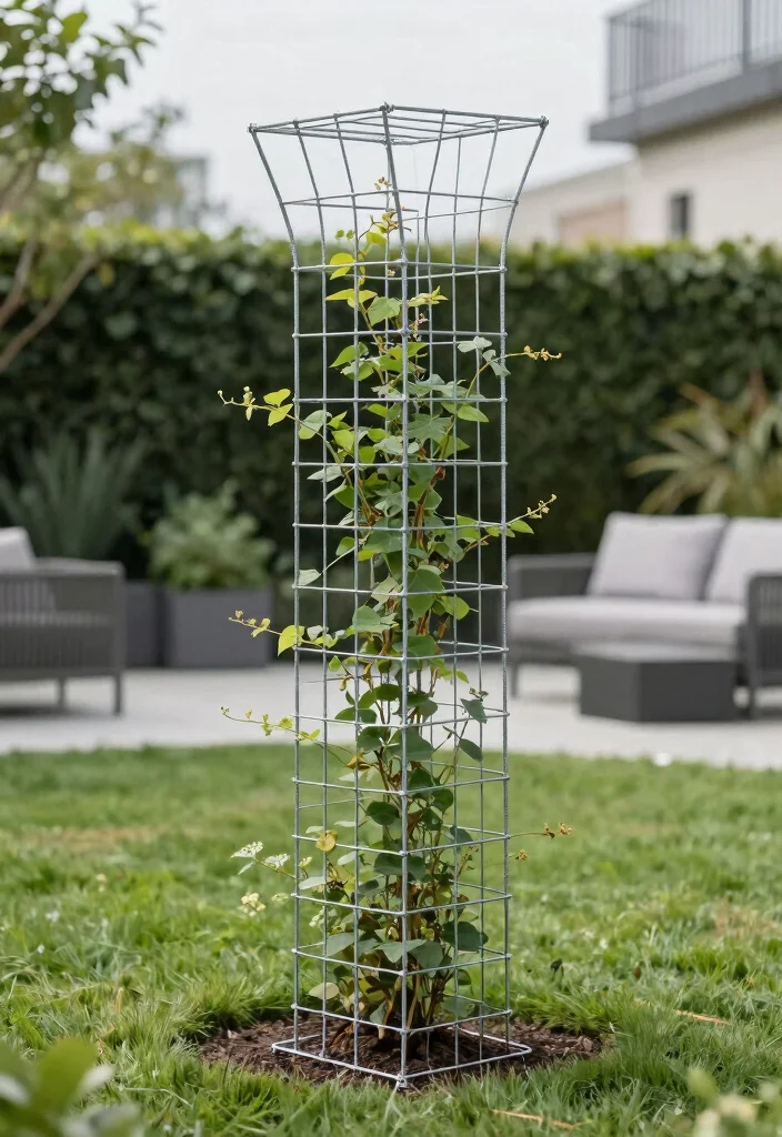 12 Unique Trellis Ideas to Make Your Garden Stand Out 11. Minimalist Wire Trellis 0