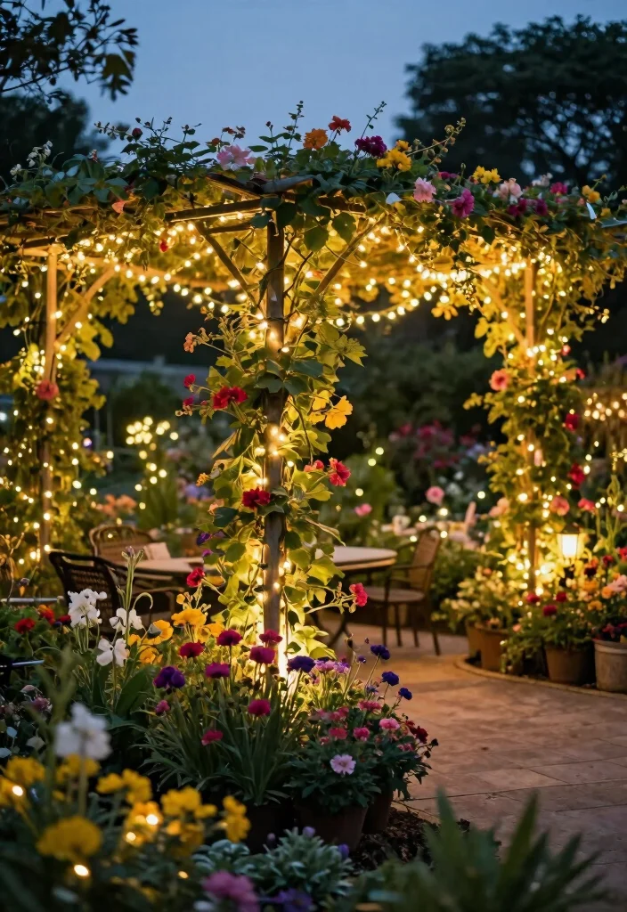 12 Wall Trellis Ideas for Vertical Flowers and Climbing Plants 62 12 Wall Trellis Ideas for Vertical Flowers and Climbing Plants 12. Trellis with String Lights 0