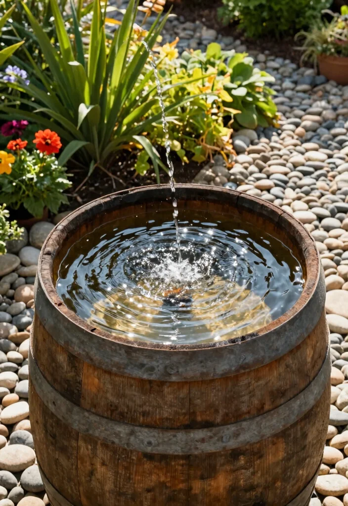 12 Whiskey Barrel Planter Ideas for Rustic Garden Charm 9. Rustic Water Feature 0