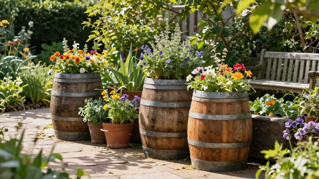 12 Whiskey Barrel Planter Ideas for Rustic Garden Charm