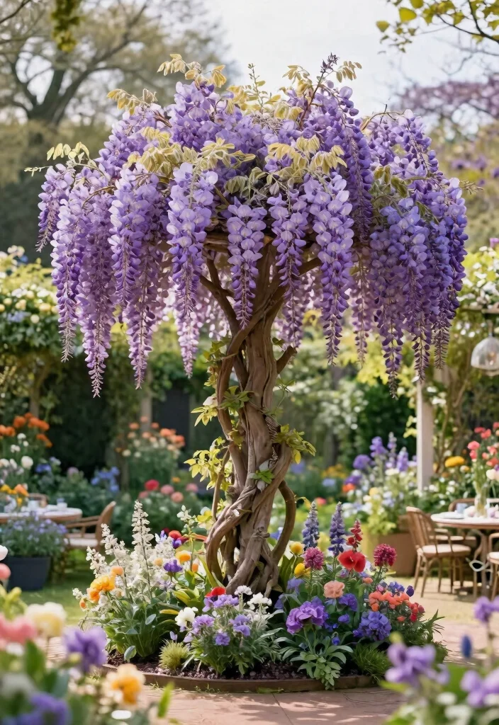 12 Wisteria Trellis Ideas for Dramatic Blooms and Shade 12. Wisteria as a Garden Centerpiece 0