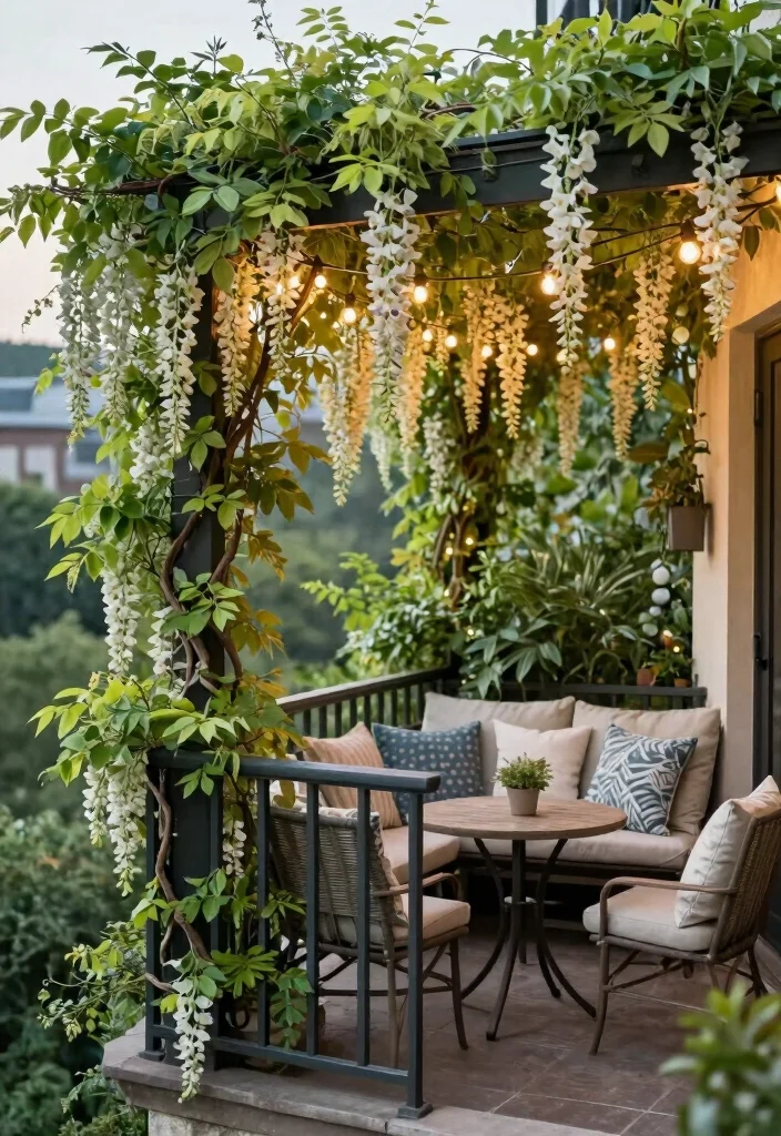 12 Wisteria Trellis Ideas for Dramatic Blooms and Shade 5. Wisteria Covered Balcony 0