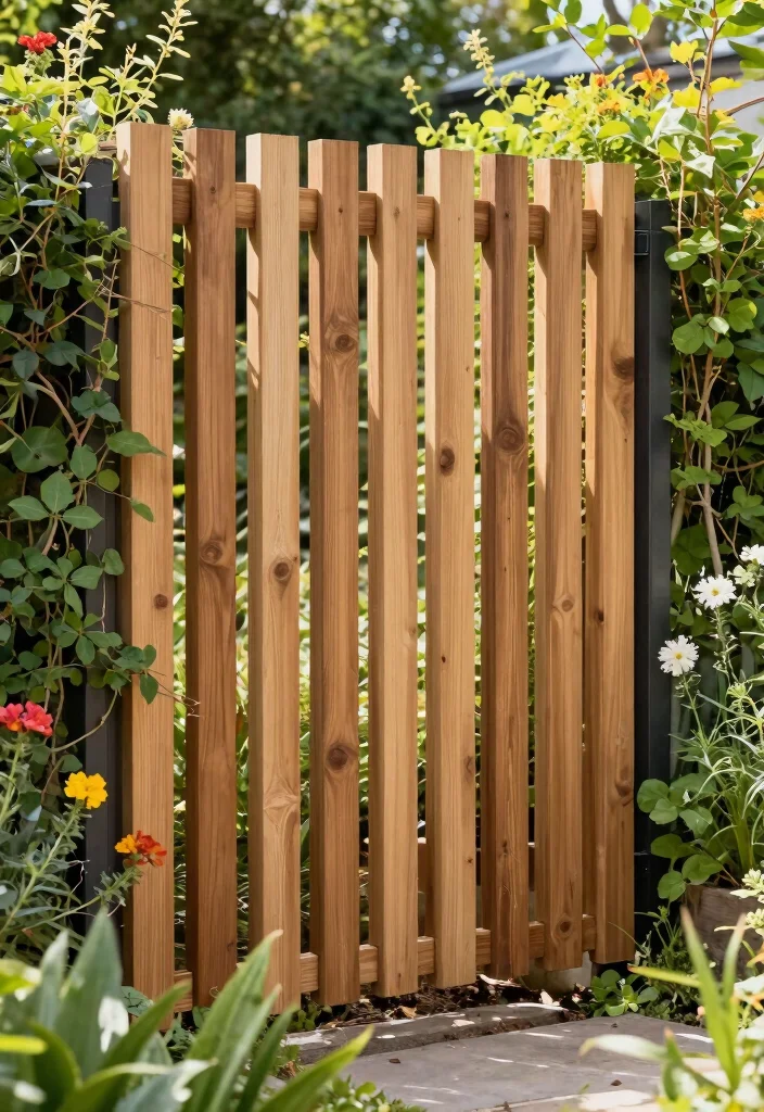 12 Wood Fence Ideas for Classic and Durable Yard Boundaries 1. Vertical Slat Fencing 0