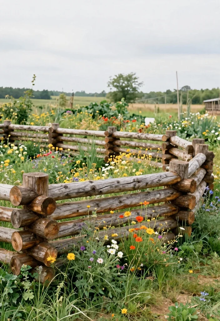 12 Wood Fence Ideas for Classic and Durable Yard Boundaries 11. Rustic Log Fence 0